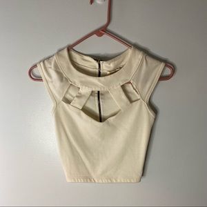 90s White Astro Cut out crop top